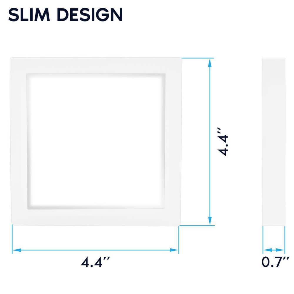 4 in. Square White Modern Flush Mount Ceiling Light Selectable LED Integrated 10W 600LM 5CCT 2700K-5000K Dimmable 2-Pack - Hercitys