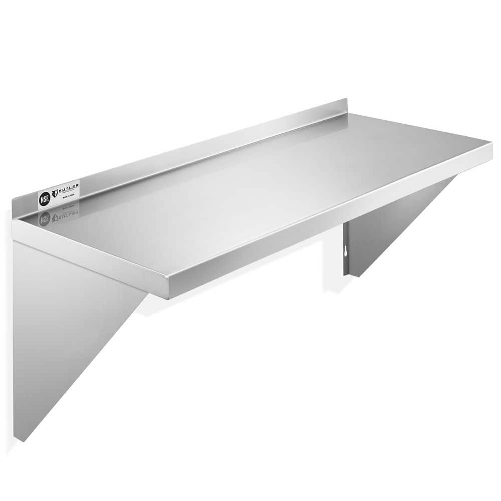 36 in. W x 18 in. D Stainless Steel Wall Mounted Shelf, Restaurant, Kitchen, Laundry, NSF Certified Garage Wall Shelf - Hercitys