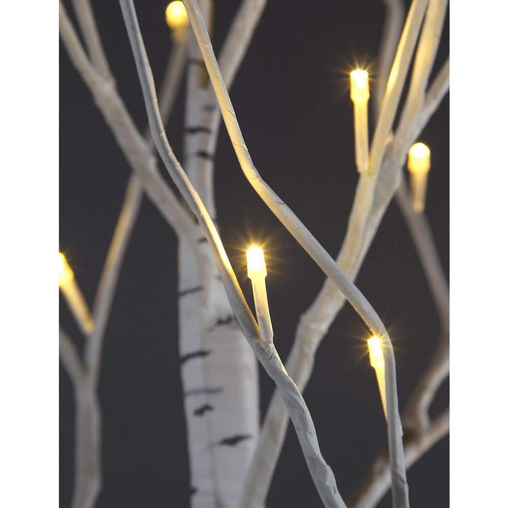 4 ft. Pre-Lit LED Birch Tree Artificial Christmas Tree with Flexible Branches and 48-Warm White LED Lights - Hercitys