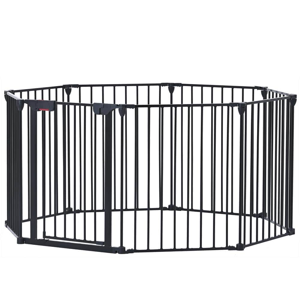 200 in. Adjustable Safety Gate 8-Panels Play Yard Metal Doorways Fireplace Fence Christmas Tree Fence Gate, Steel - Hercitys