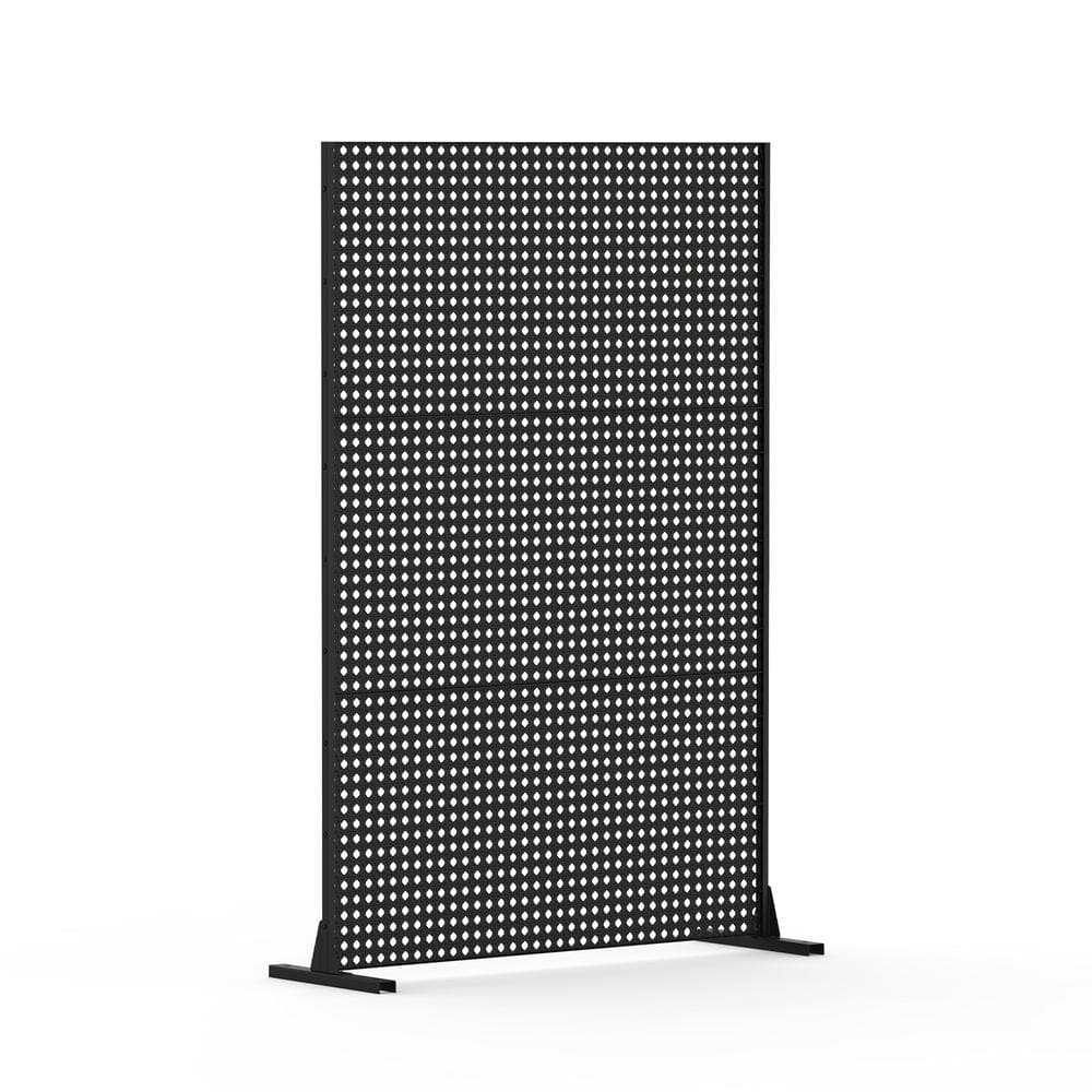 48 in. Metal Garden Fence Outdoor Privacy Screen Garden Screen Panels in Black(Block) - Hercitys
