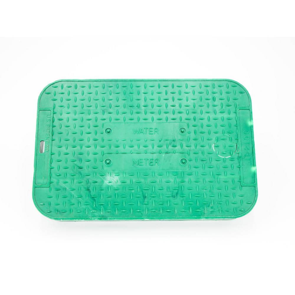 15 in. x 10 in. x 1.75 in. Square Meter/Valve Box Green Lid - Hercitys