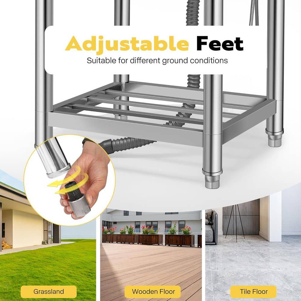 22 in. W Freestanding Stainless Steel 1-Compartment Commercial Laundry/Utility Sink with Faucet and Drain - Hercitys