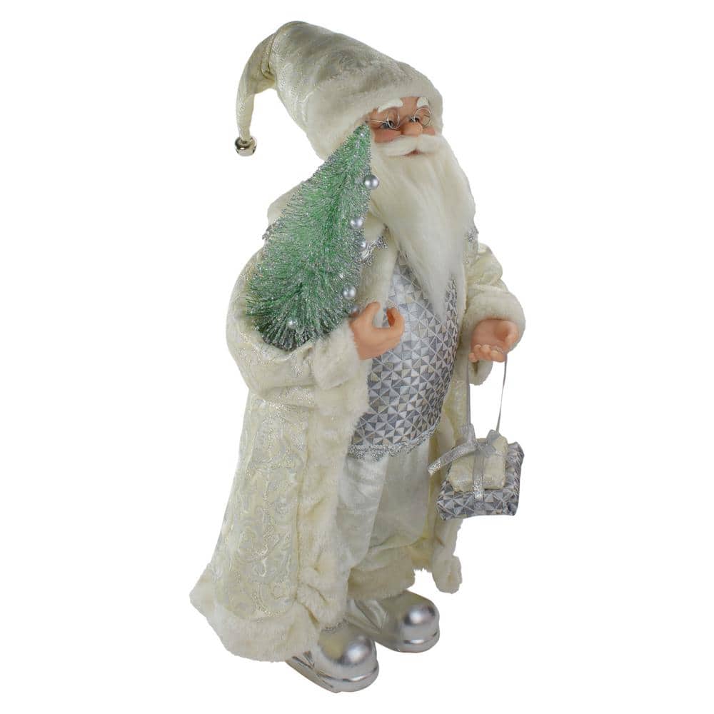 2 ft. Standing Santa Christmas Figure Carrying a Green Pine Tree - Hercitys