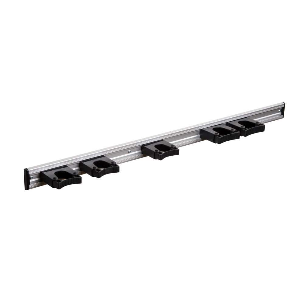 36 in. Original Pro Wall-Mounted Garage Tool Organizer with 5 Black Adjustable Holders (3 Medium and 2 XL) - Hercitys