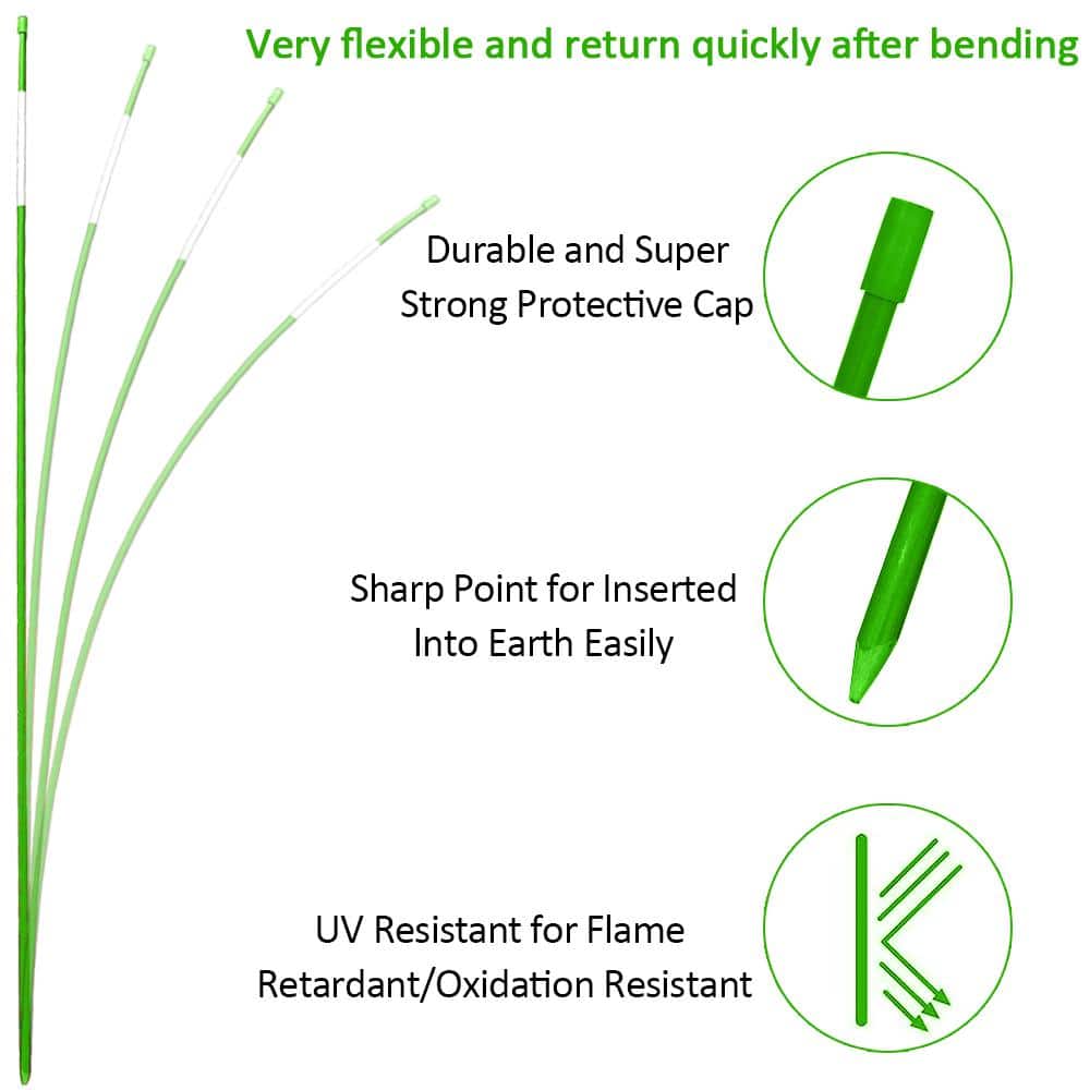 36 in. Driveway Reflectors 1/4 in. Dia Snow Stakes Driveway Markers, Green (20-Packs) - Hercitys