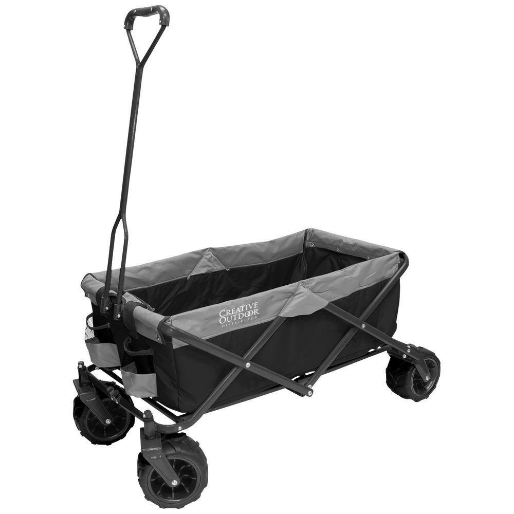 3.2 cu. ft./150 lbs. Capacity Fabric Folding Wagon Garden Cart in Black/Gray - Hercitys