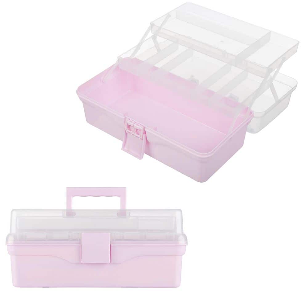 14 in. L x 7.87 in. W Plastic Tackle Box Organizer, Pink - Hercitys