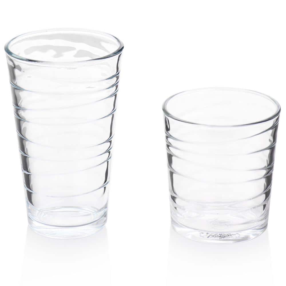 16 Piece Swirl Clear Assorted Glassware Set - Hercitys