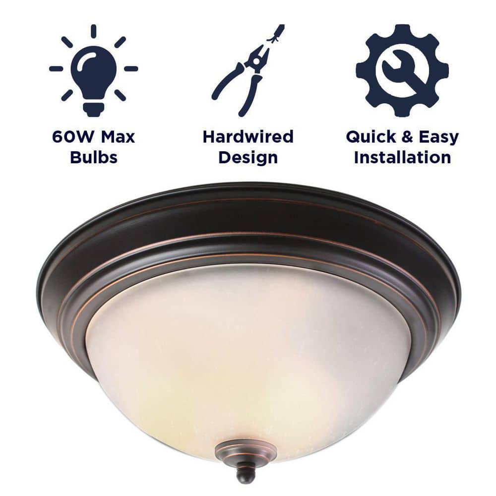 13 in. 2-Light Oil-Rubbed Bronze Flush Mount - Hercitys