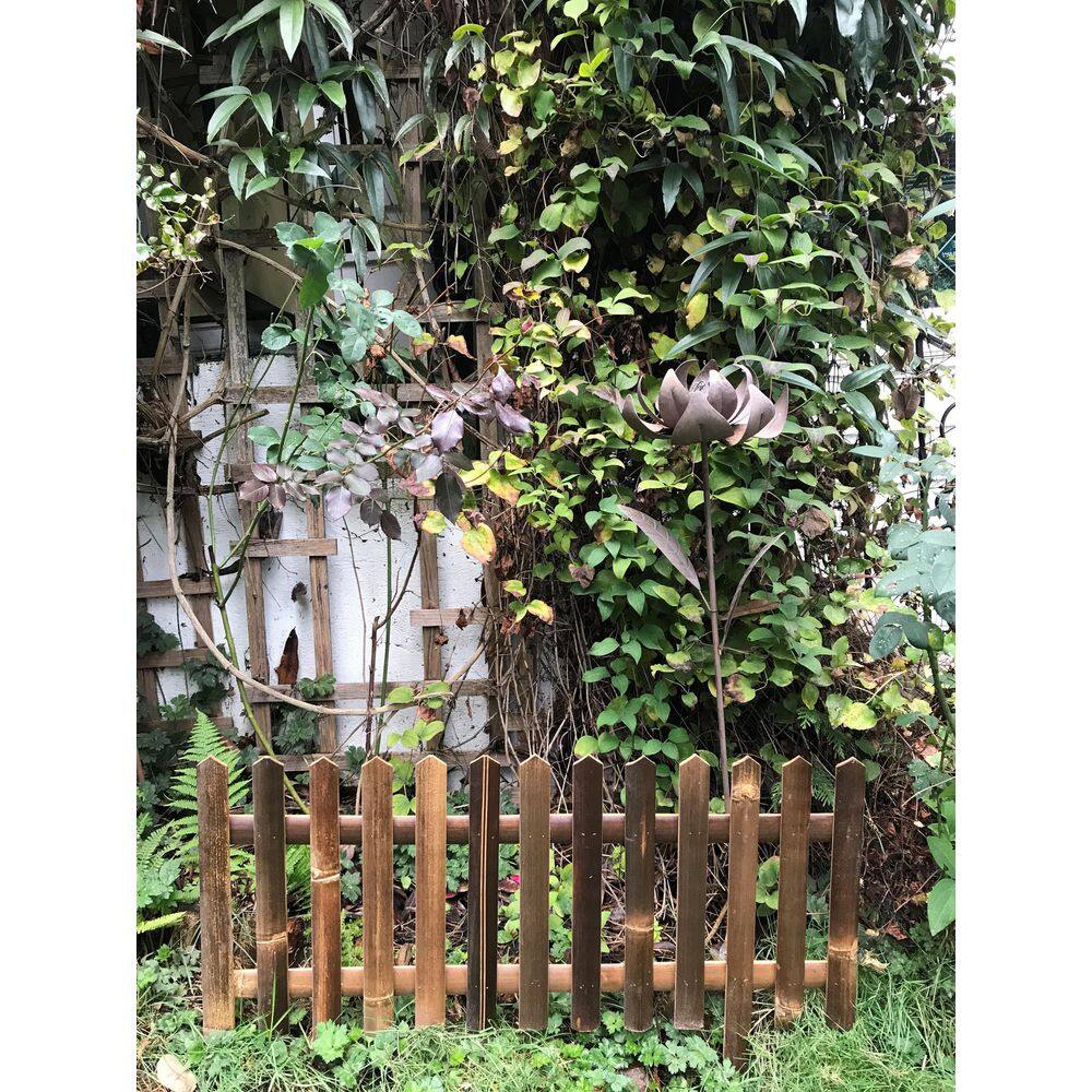 16 in. H Black Bamboo Picket Garden Fence - Hercitys