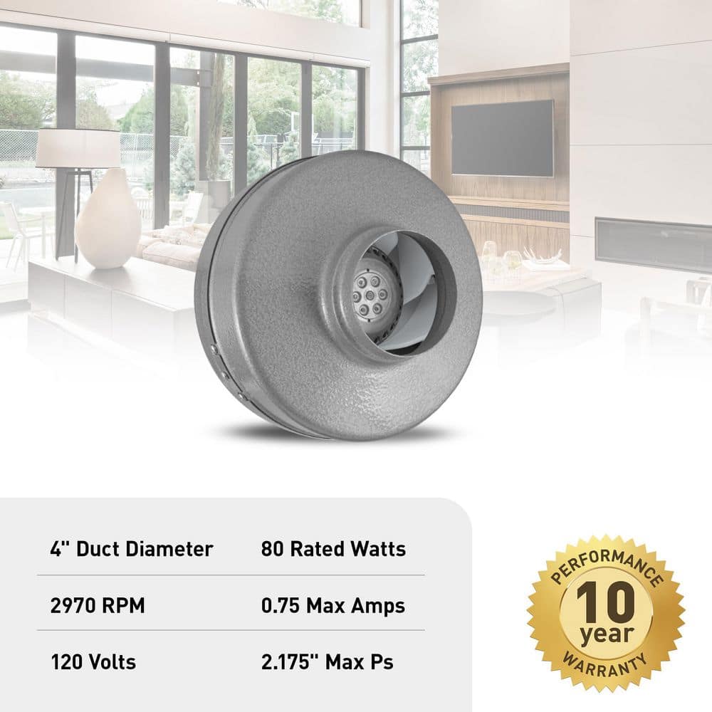4 in. Powerfan Inline Duct Fan - Hercitys