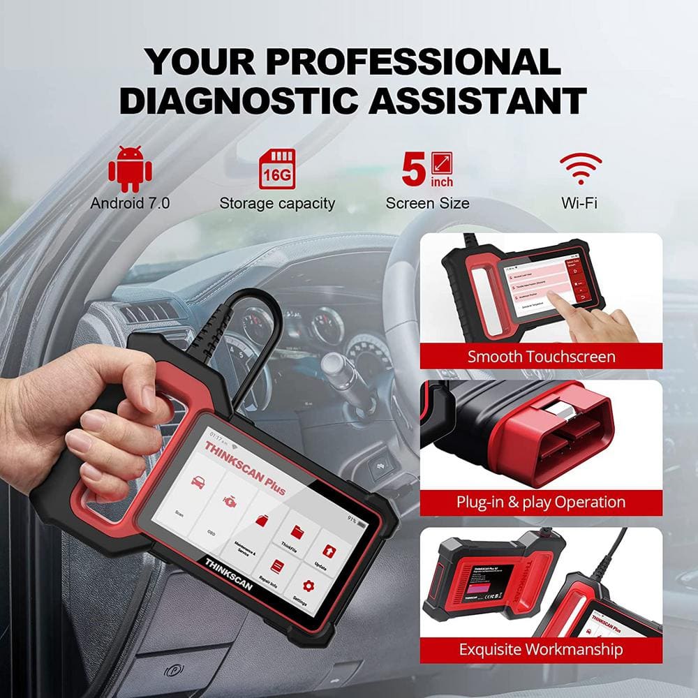 5 in. OBD2 Scanner Car Code Reader Professional Tablet Vehicle Diagnostic Scan Tool THINKSCAN PLUS S4 - Hercitys