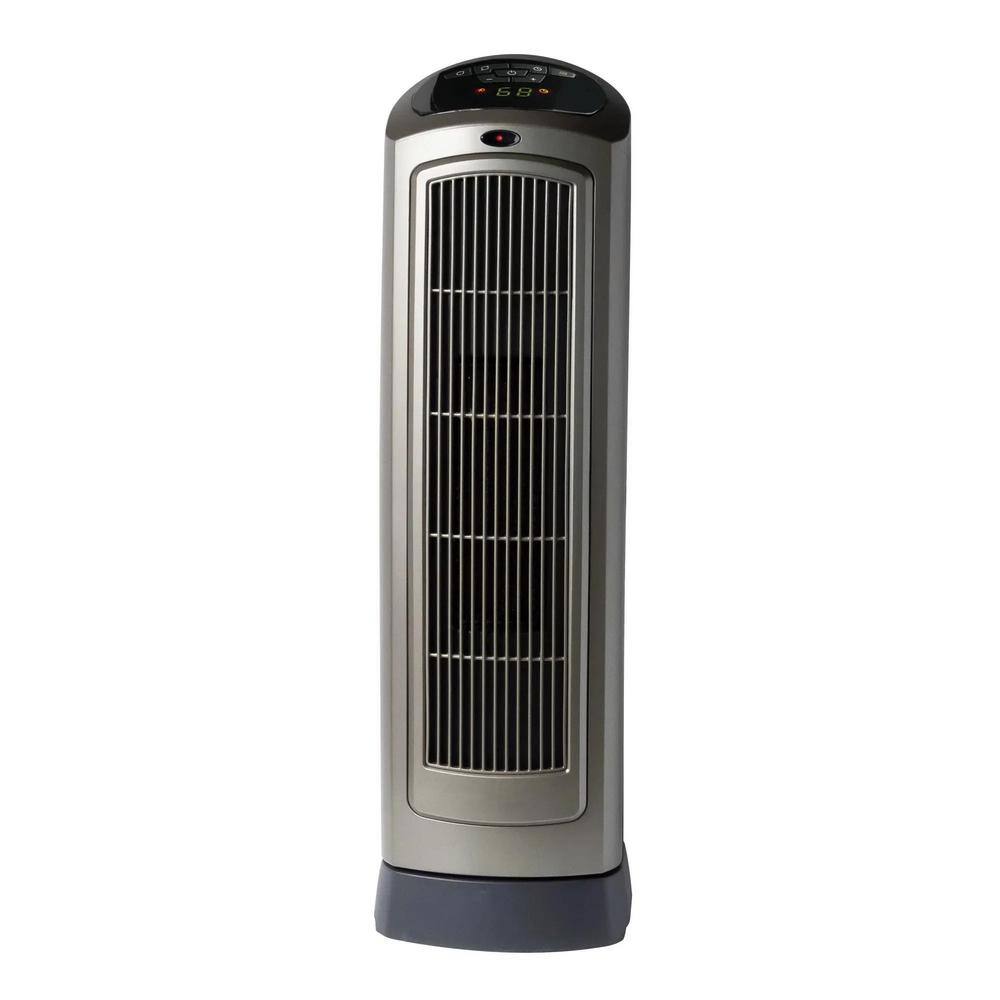 1500 W 22.25 in. Indoor Electric Tower Forced Air Ceramic Space Heater with Remote and Adjustable Thermostat, Gray - Hercitys