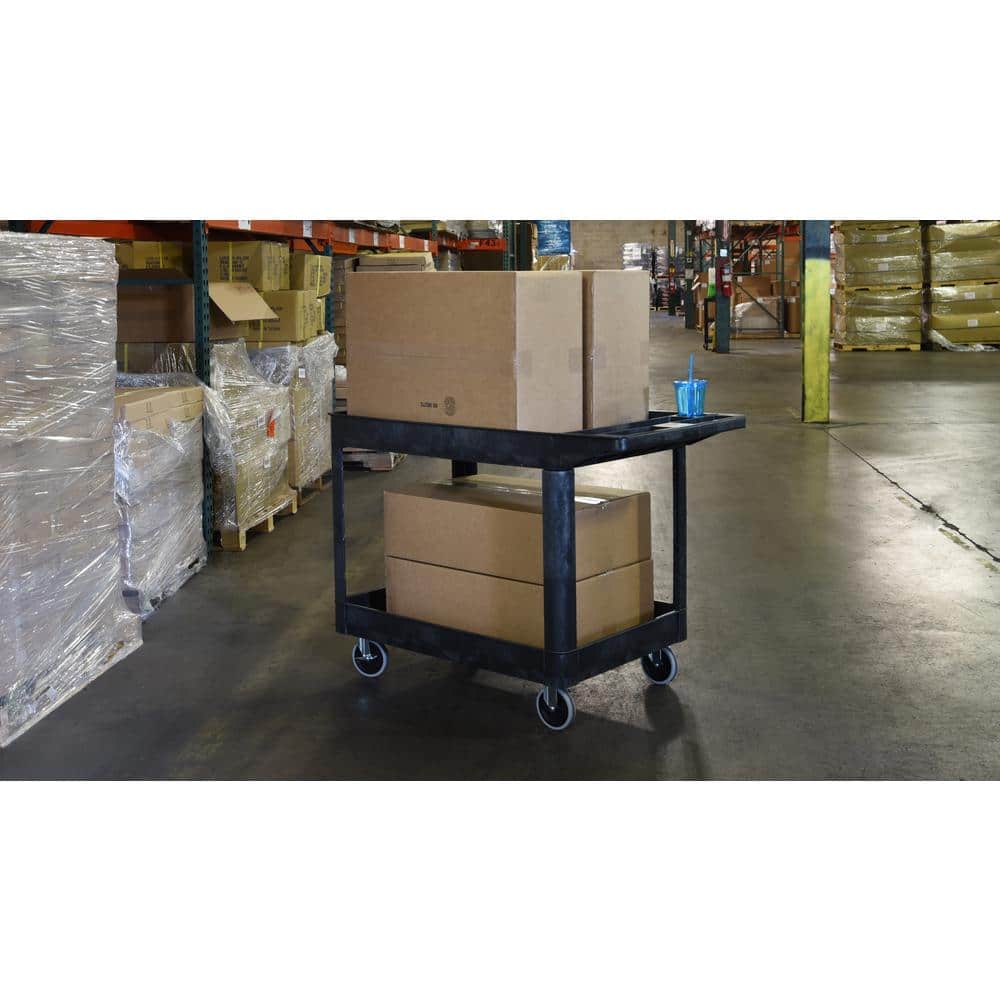 24 in. x 45 in. Two Shelf Heavy Duty Cart in Black - Hercitys