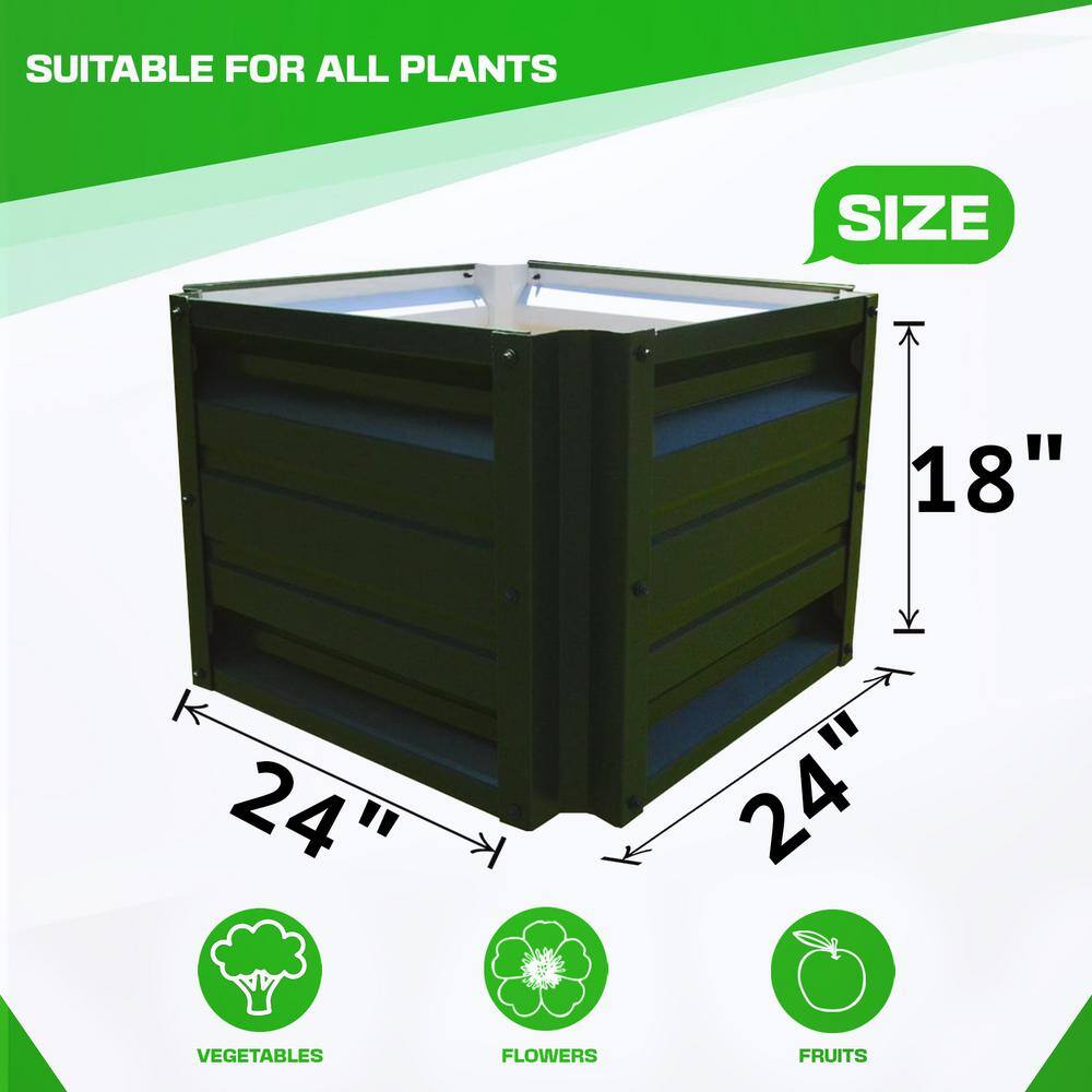 24 inch by 24 inch Square Ash Grey Metal Planter Box - Hercitys