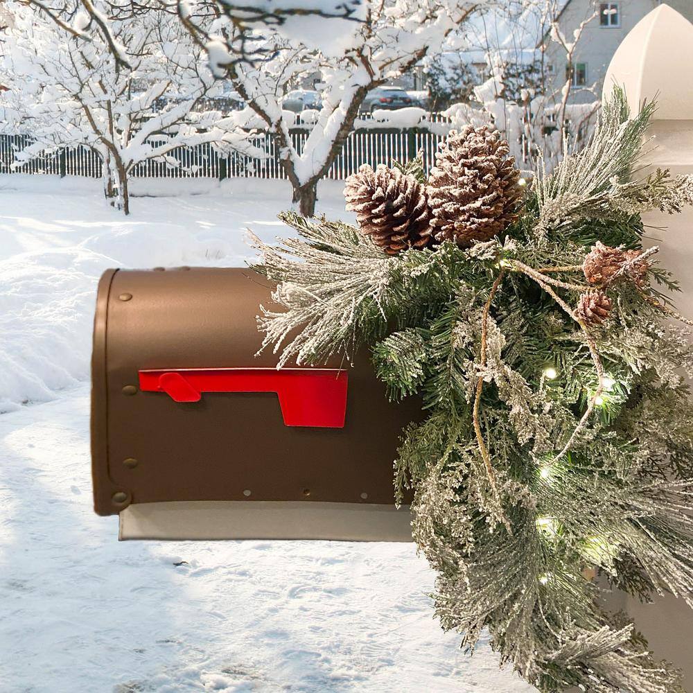 36 in. Pre-lit Snowfall Creek Mailbox Artificial Christmas Swag - Hercitys