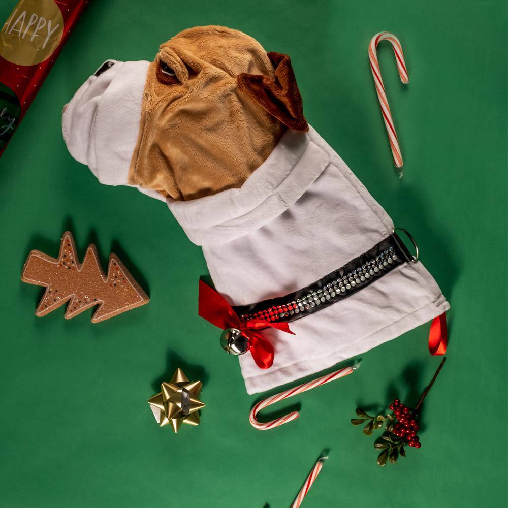 22 in. English Bulldog Dog Faux Fur Christmas Stocking - Hercitys
