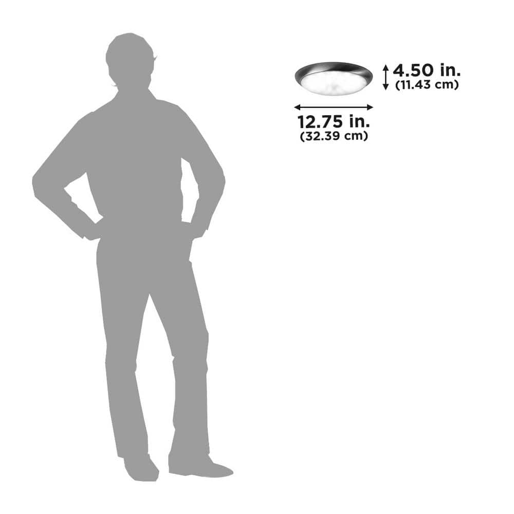 13 in. 180-Watts Transitional Brushed Nickel Integrated LED Flush Mount with Frosted Glass Shade - Hercitys