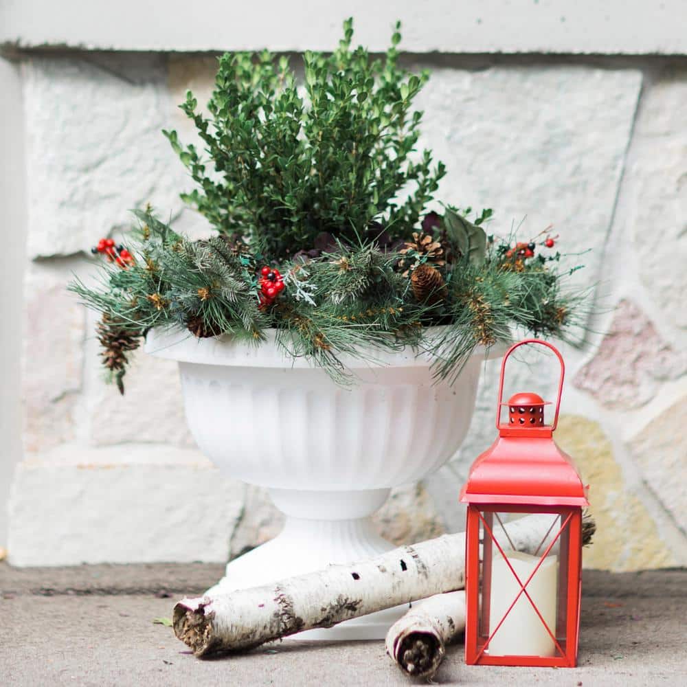 12 in. White Grecian Urn Resin Planter, Casper (2-Pack) - Hercitys