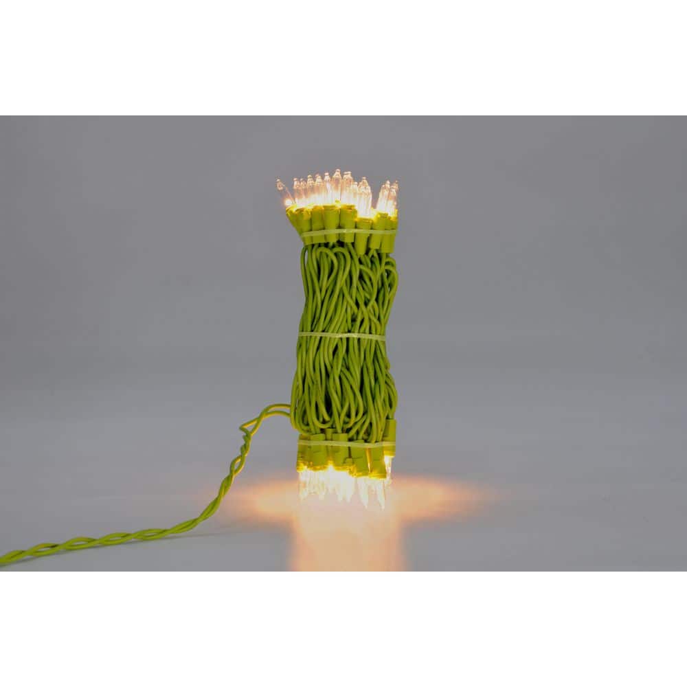 50-Light Designer Series Clear Mini Lights, Apple Green Wire - Hercitys