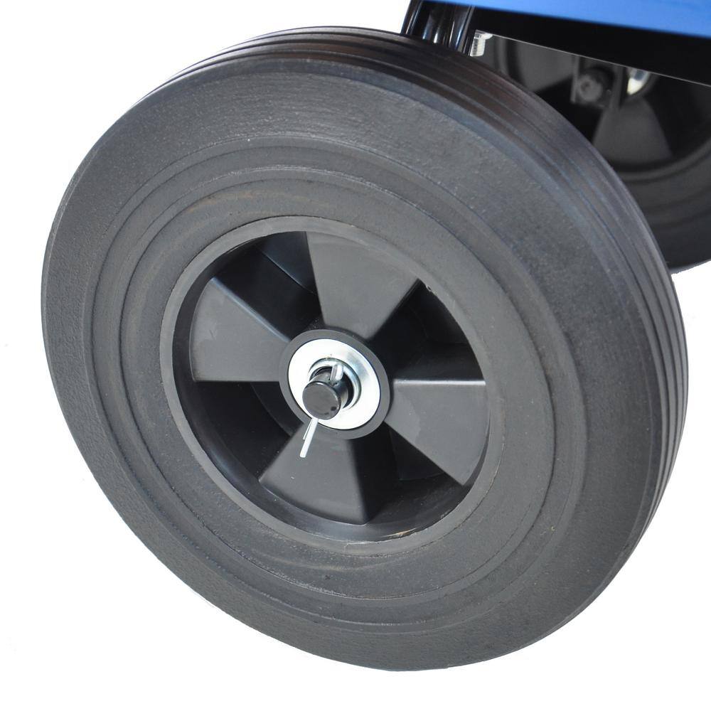 3.5 cu. ft. Steel Garden Cart, Utility Tools Cart Wagon Cart with 10 in. Solid Tires and Removable Sides, Blue - Hercitys