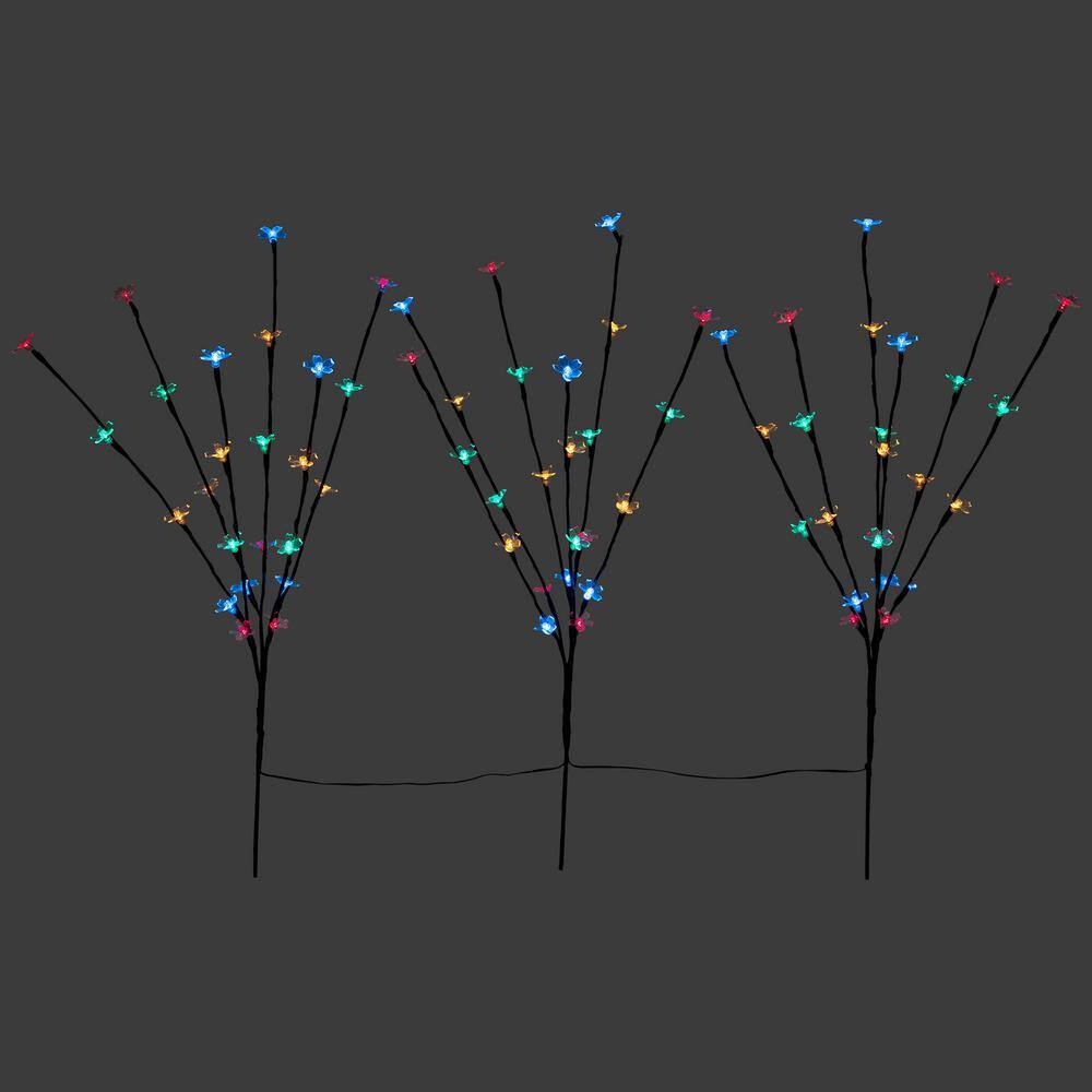 2.5 ft. Multi-Colored LED Cherry Blossom Lighted Artificial Tree Branches (Set of 3) - Hercitys