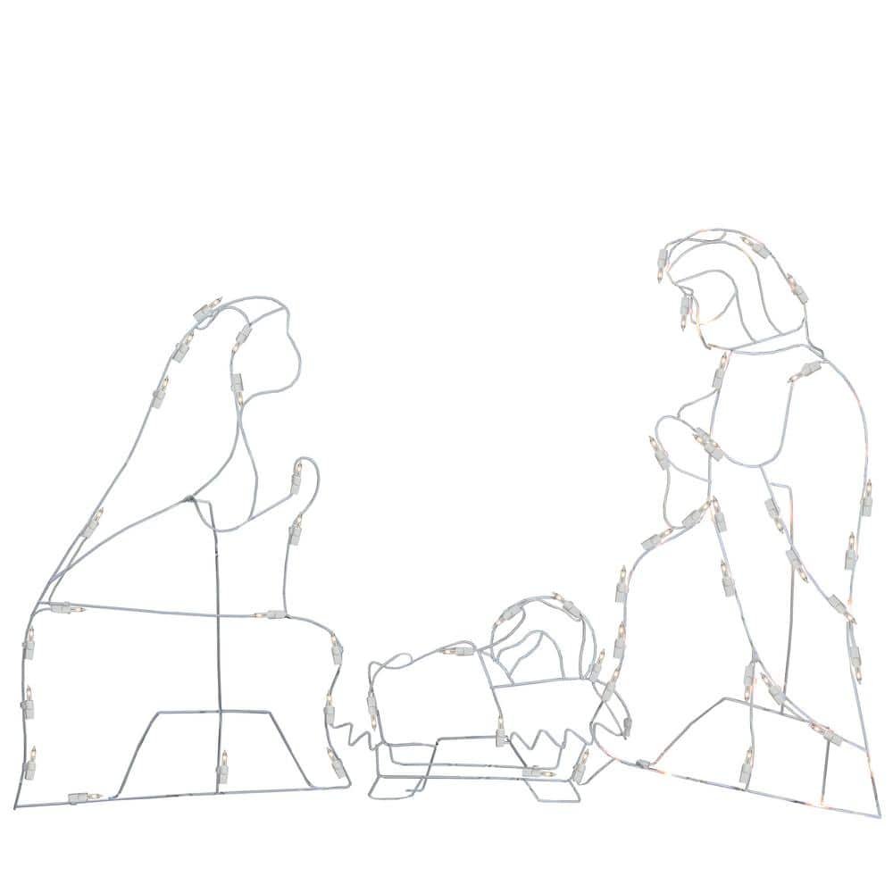 3-Piece Lighted Holy Family Nativity Scene Outdoor Christmas Decoration Set - Hercitys