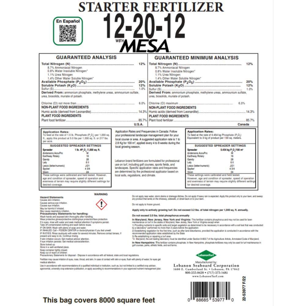 40 lbs. Restoration Starter Fertilizer 12-20-12, Covers up to 8,000 sq. ft. - Hercitys