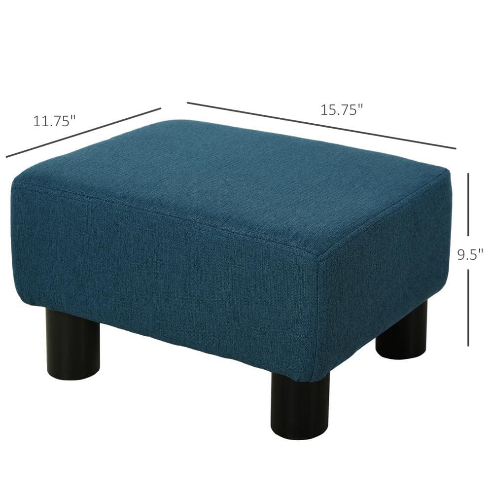 15.75″ Dark Blue Bench with Linen Fabric & Lightweight Design - Hercitys