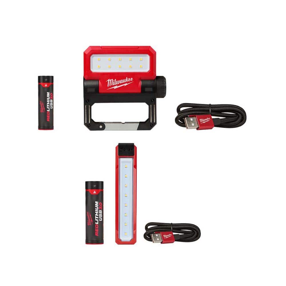 550 Lumens LED Rechargeable Pivoting Flood Light & 445 Lumens LED Rover Rechargeable Pocket Flood Light (2-Pack) - Hercitys