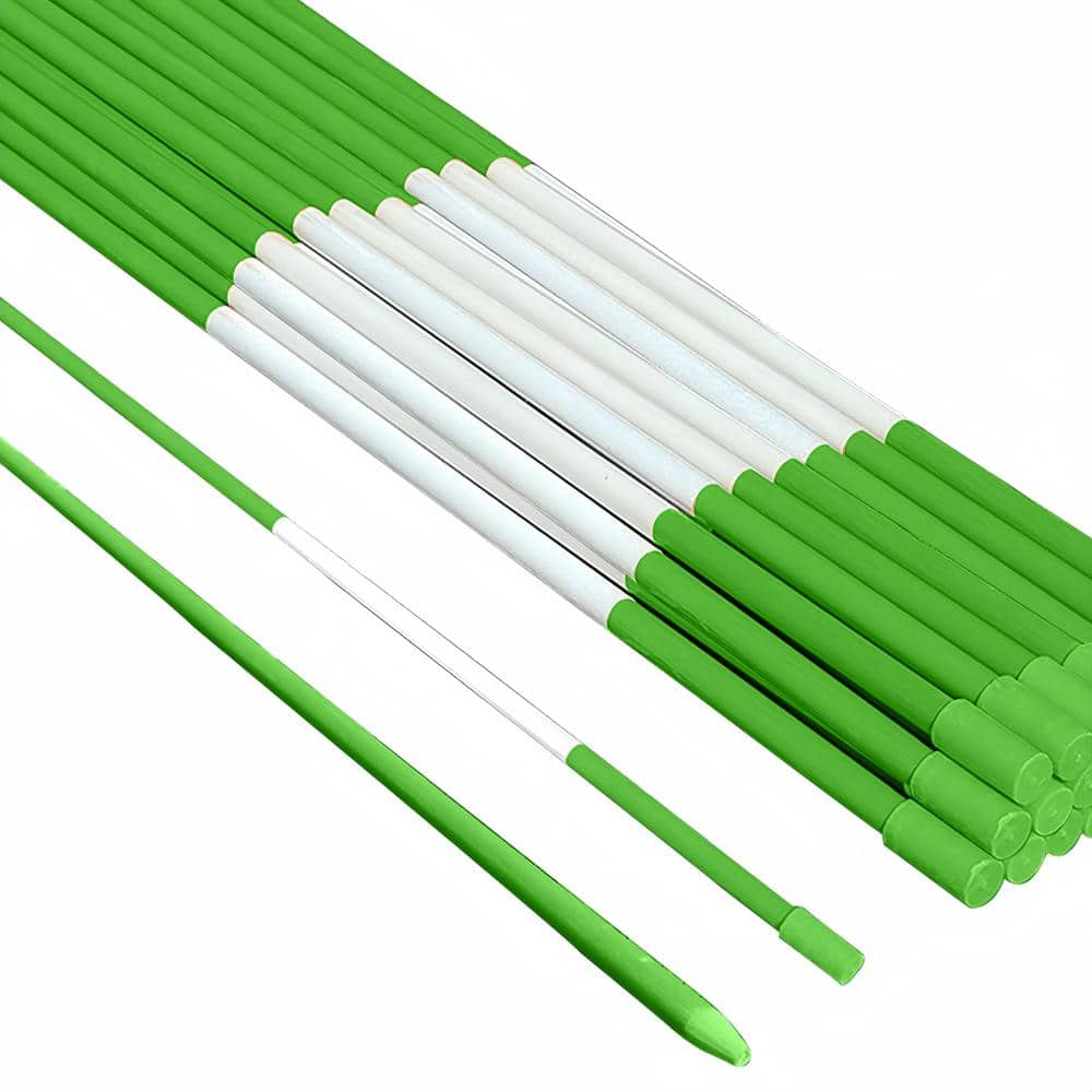 36 in. Driveway Reflectors 1/4 in. Dia Snow Stakes Driveway Markers, Green (20-Packs) - Hercitys