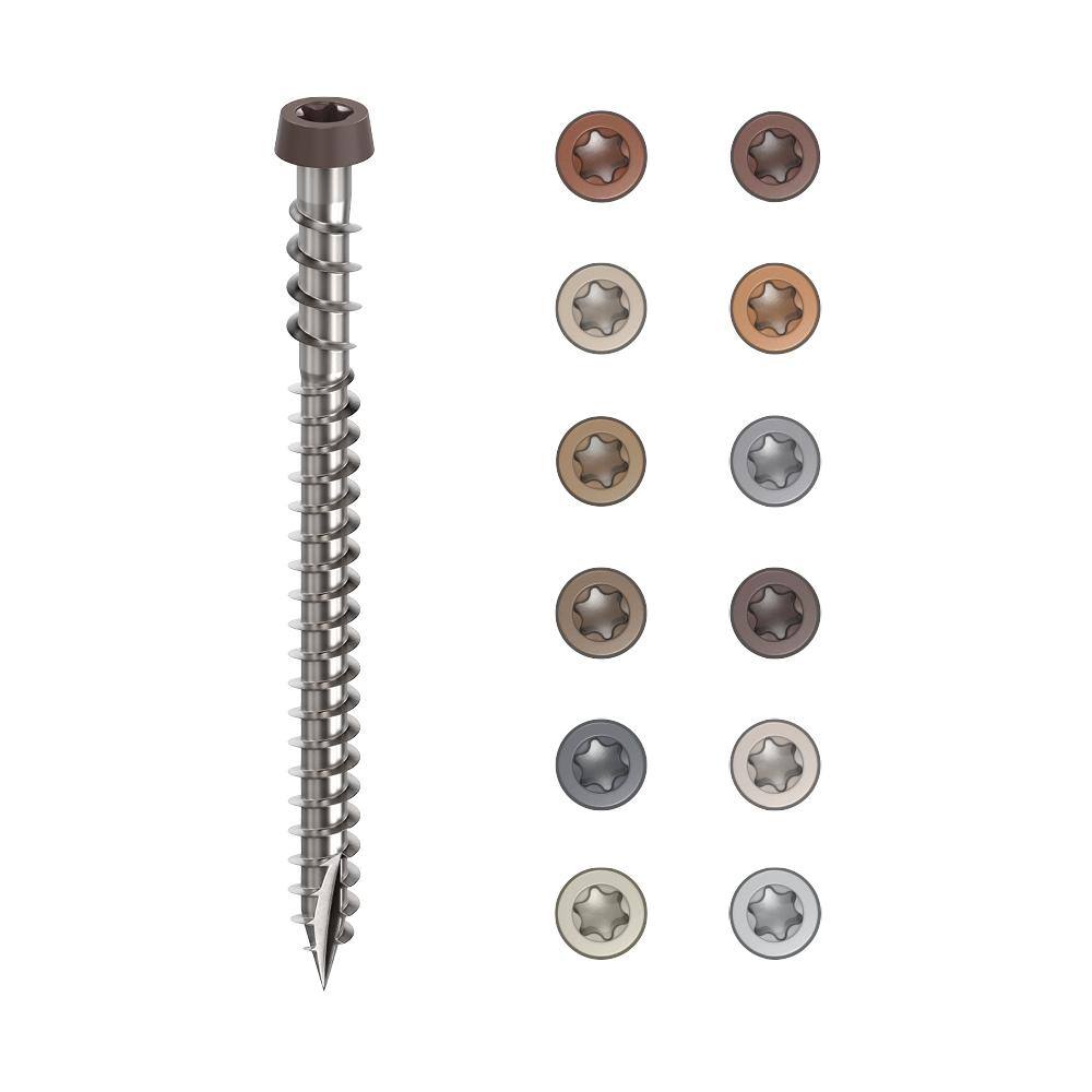 #10 2-1/2 in. 316 Stainless Steel Star Drive Dark Brown Composite Deck Screws (350-Count) - Hercitys