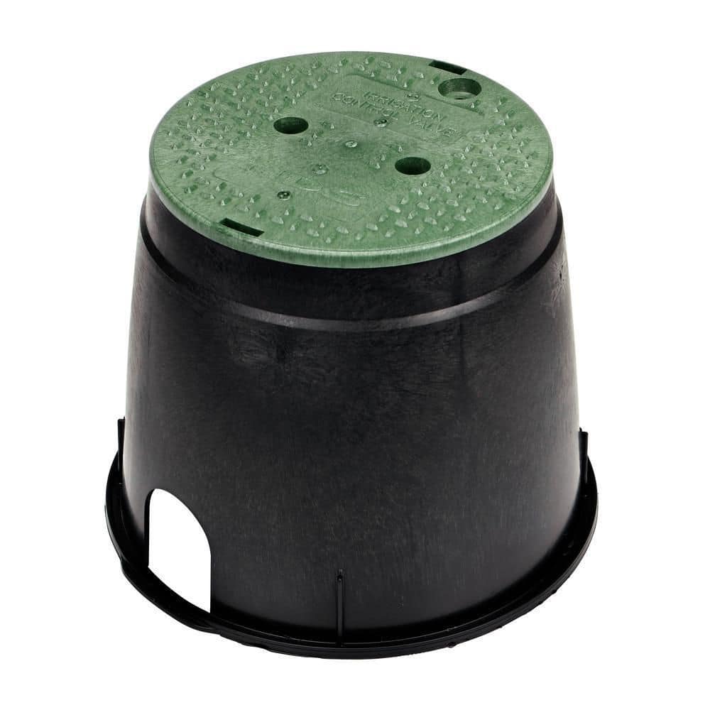 10 in. Round Valve Box and Cover, Black Box, Green ICV Cover - Hercitys