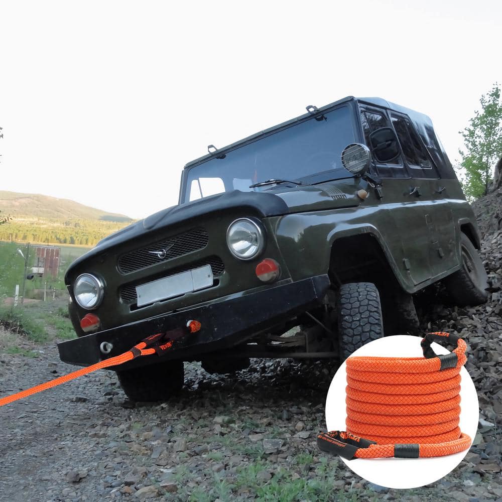 30 in. Recovery Tow Rope 30,580 lbs. Winch Strap Heavy-Duty Off Road Snatch Strap with 2 Shackles Energy Snatch Strap - Hercitys