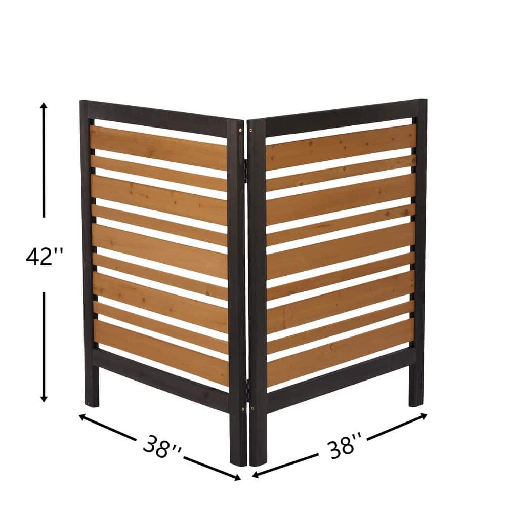 42 in. Outdoor Wood Garden Fence 2-Panel, Air Conditioner Fence Screen Outside Wood Privacy Fence, Backyard Garden Patio - Hercitys