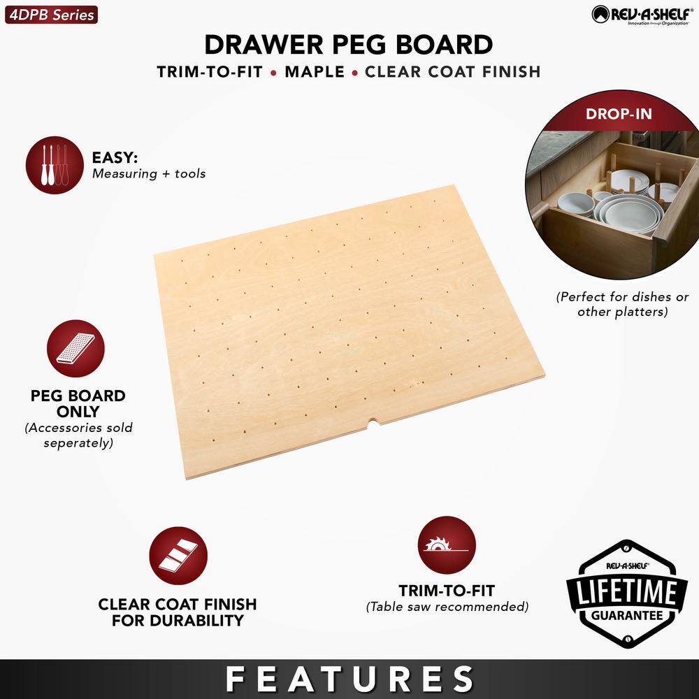 0.62 in. H x 39.25 in. W x 21.25 in. D Large Wood Peg Board Drawer Insert - Hercitys