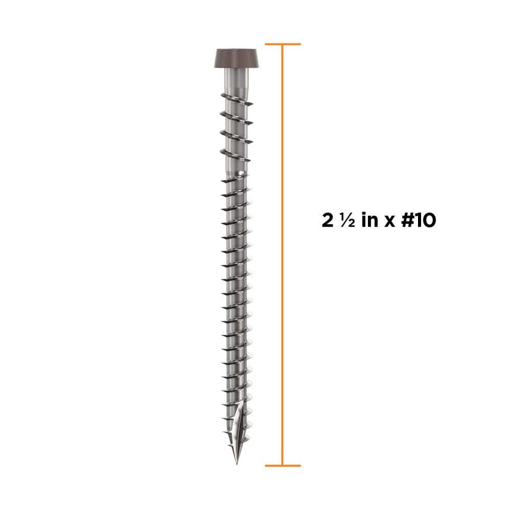 #10 2-1/2 in. 316 Stainless Steel Star Drive Dark Brown Composite Deck Screws (350-Count) - Hercitys