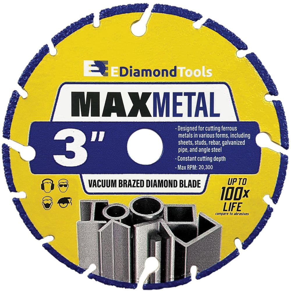 3 in. Metal, Segmented Rim, Vacuum Brazed Diamond Saw Blade, 1.5 mm Segment Height, 3/8 in. Arbor Cutoff Tool, 1-Pack - Hercitys