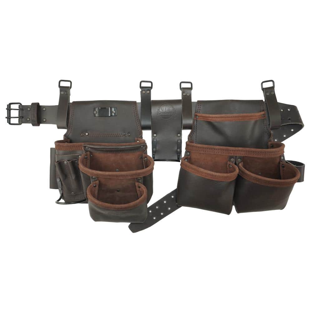 10-Pocket Oil Tanned Leather Tool Pouch Set - Hercitys