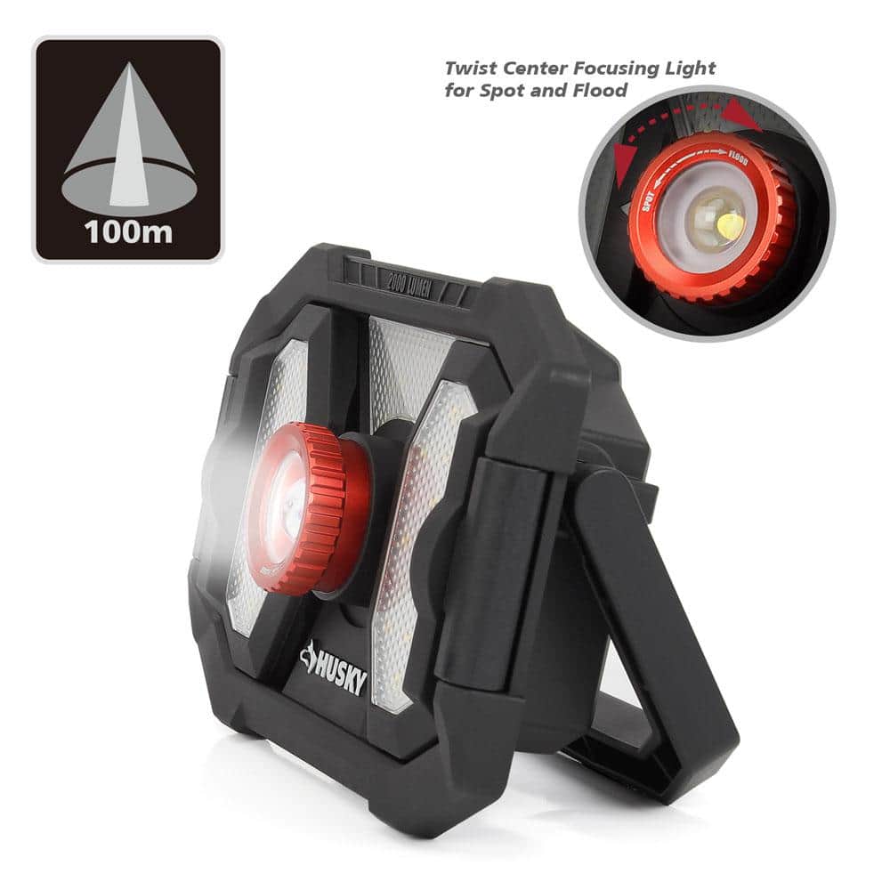 2000 Lumens LED Dual Panel Focusing Rechargeable Utility Light - Hercitys