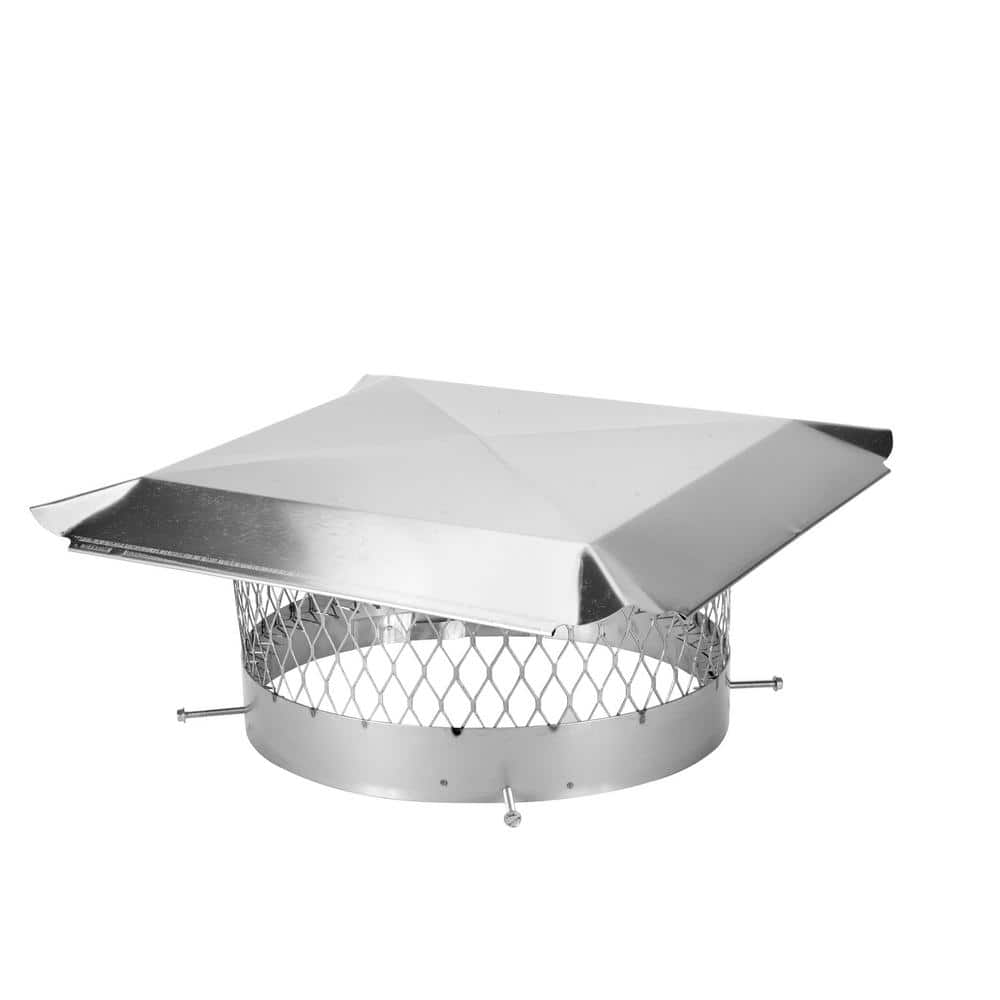 14 in. Round Bolt-On Single Flue Chimney Cap in Stainless Steel - Hercitys