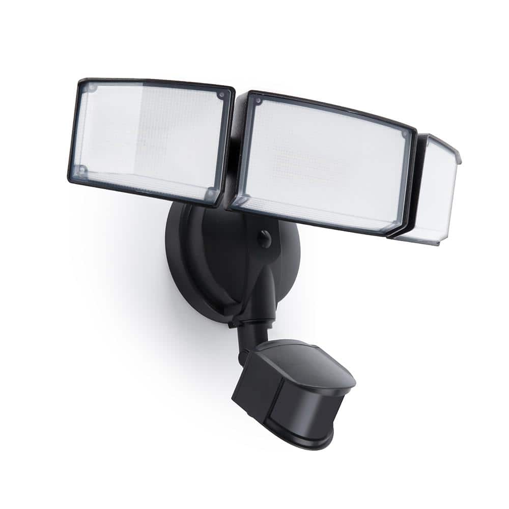 3-Head 342 Watt Equivalent Integrated LED Black Weather Resistant Motion Sensing Area Light - Hercitys