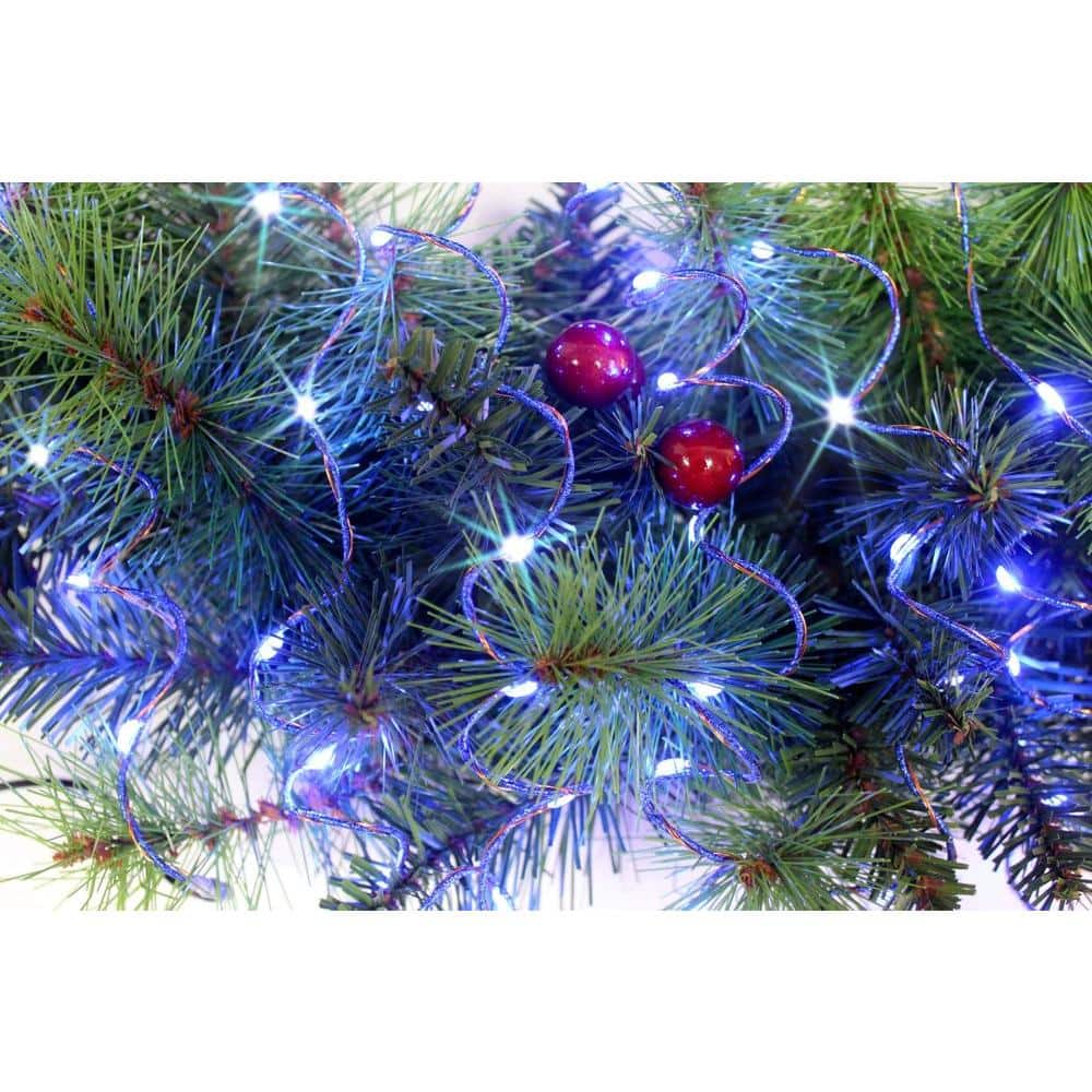 12 ft. Pre-Lit LED Battery Operated Blue Single Braided Garland (Bundle of 2) - Hercitys
