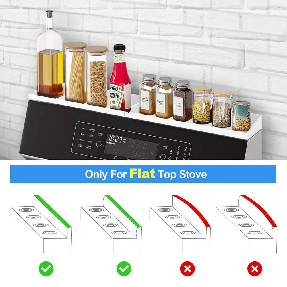 2-Pack 15 in. White Magnetic Stove Top Spice Rack, Metal Over the Stove Shelf - Hercitys