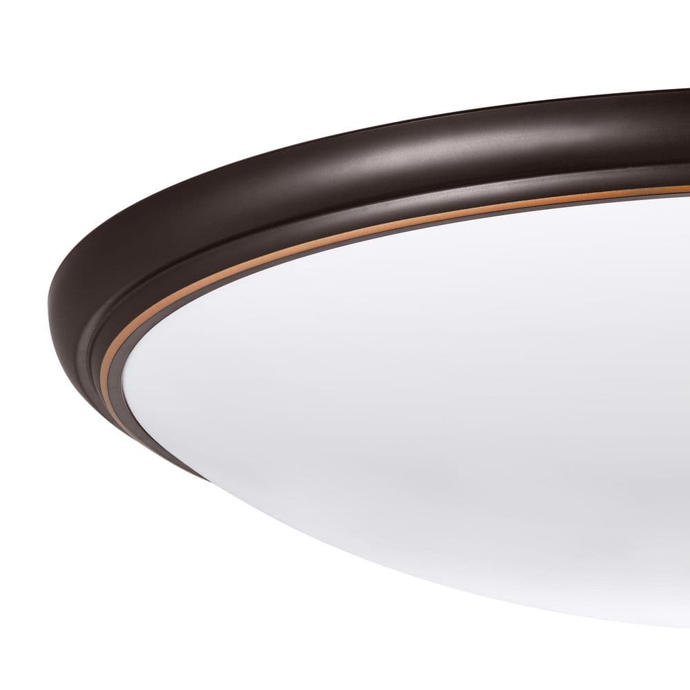 14 in. Light Brushed Nickel and Oil-Rubbed Bronze Adjustable CCT Integrated LED Flush Mount with Interchangeable Trim - Hercitys