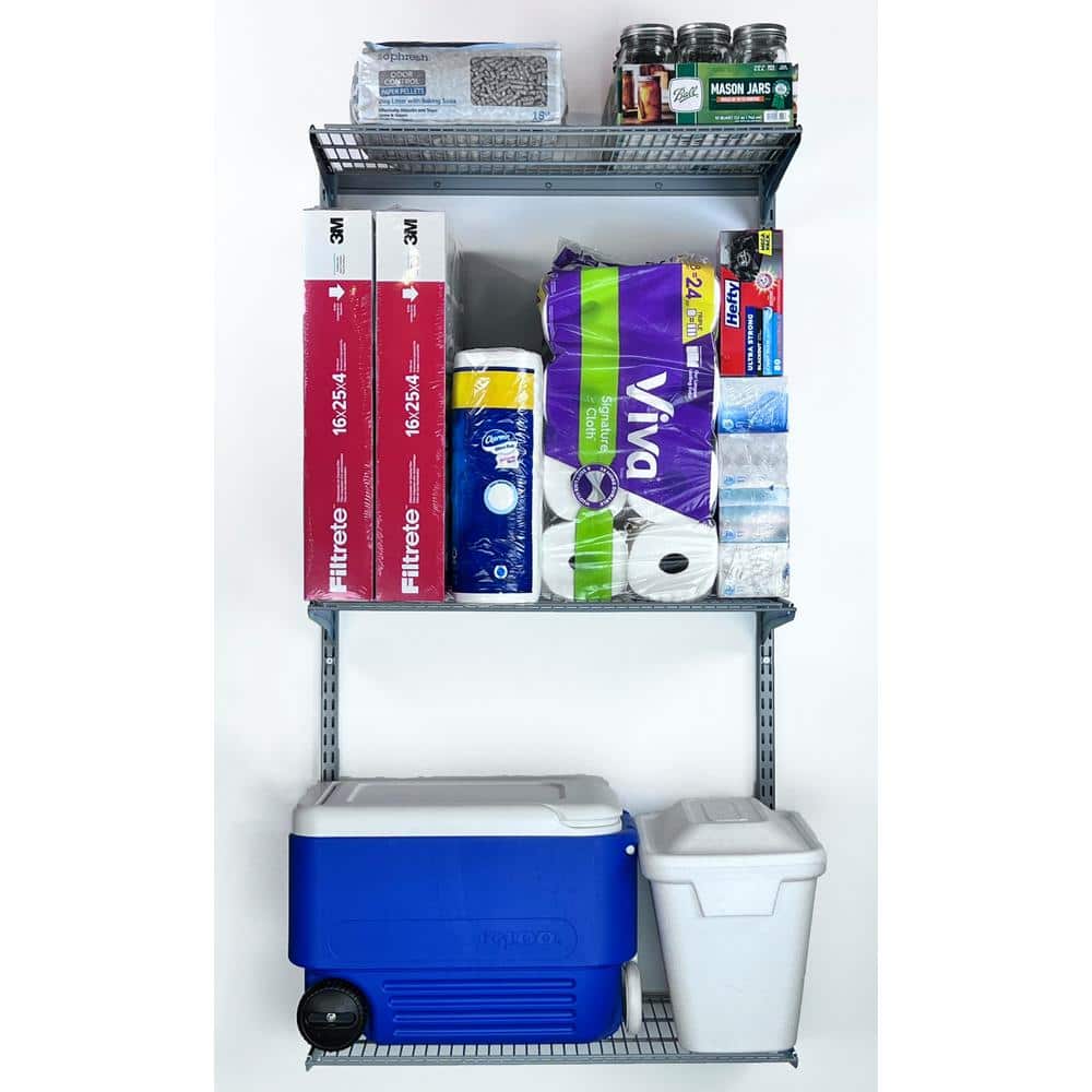 16 in. x 63 in. Steel Garage Wall Shelving in Gray - Hercitys