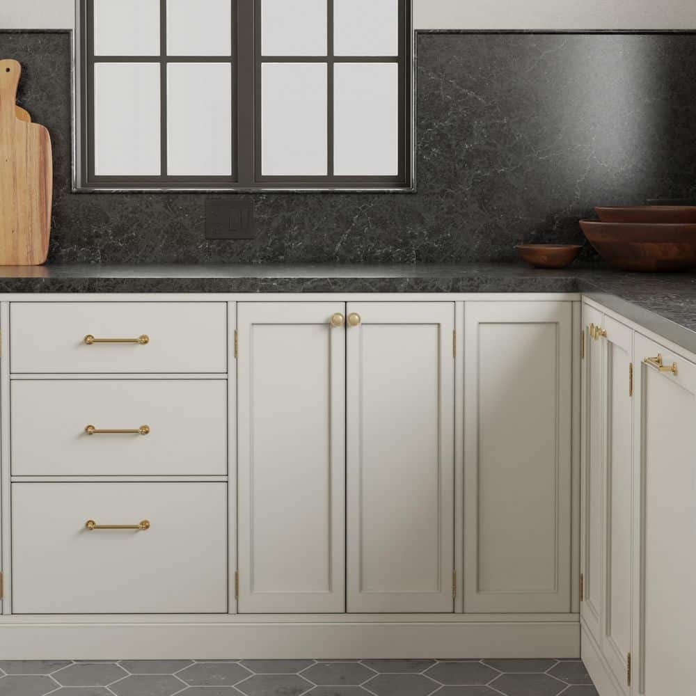 10-Pack Minted 5 in. (127 mm) Center-to-Center Traditional Satin Brass Bar Drawer Pull - Hercitys