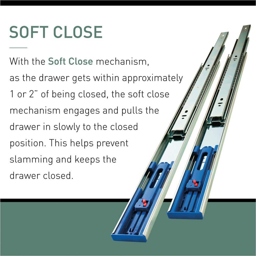 4 Pairs 20 in. Soft Close Ball Bearing Full Extension Drawer Slide 4-Pairs (8 Pieces) - Hercitys