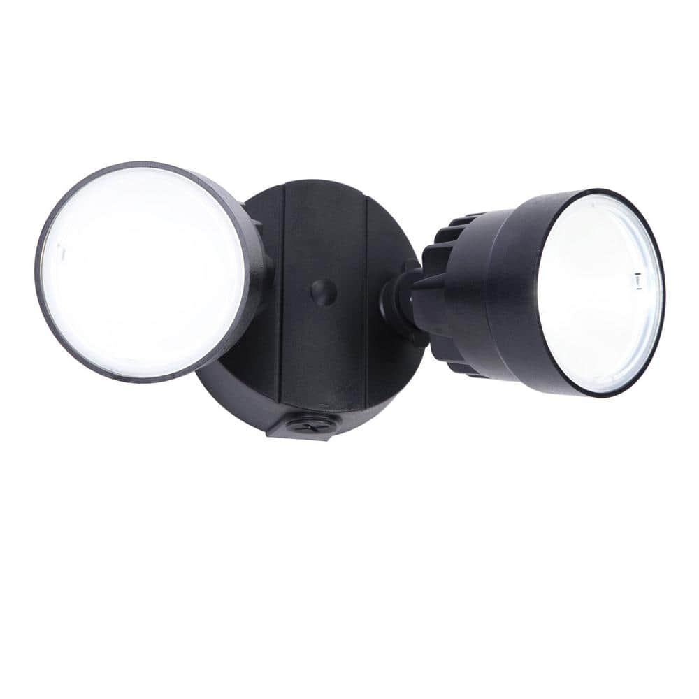 2-Light Black Outdoor Integrated LED Wall Mount Flood Light - Hercitys